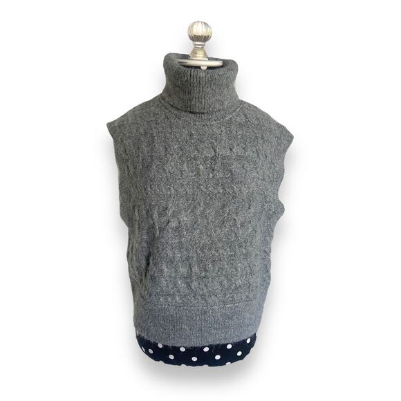 Old Navy Womens Sweater Sz M Gray Cropped Cableknit Turtleneck Sleeveless NEW - Picture 3 of 8
